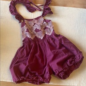 Ruffle and lace bubble shorts romper